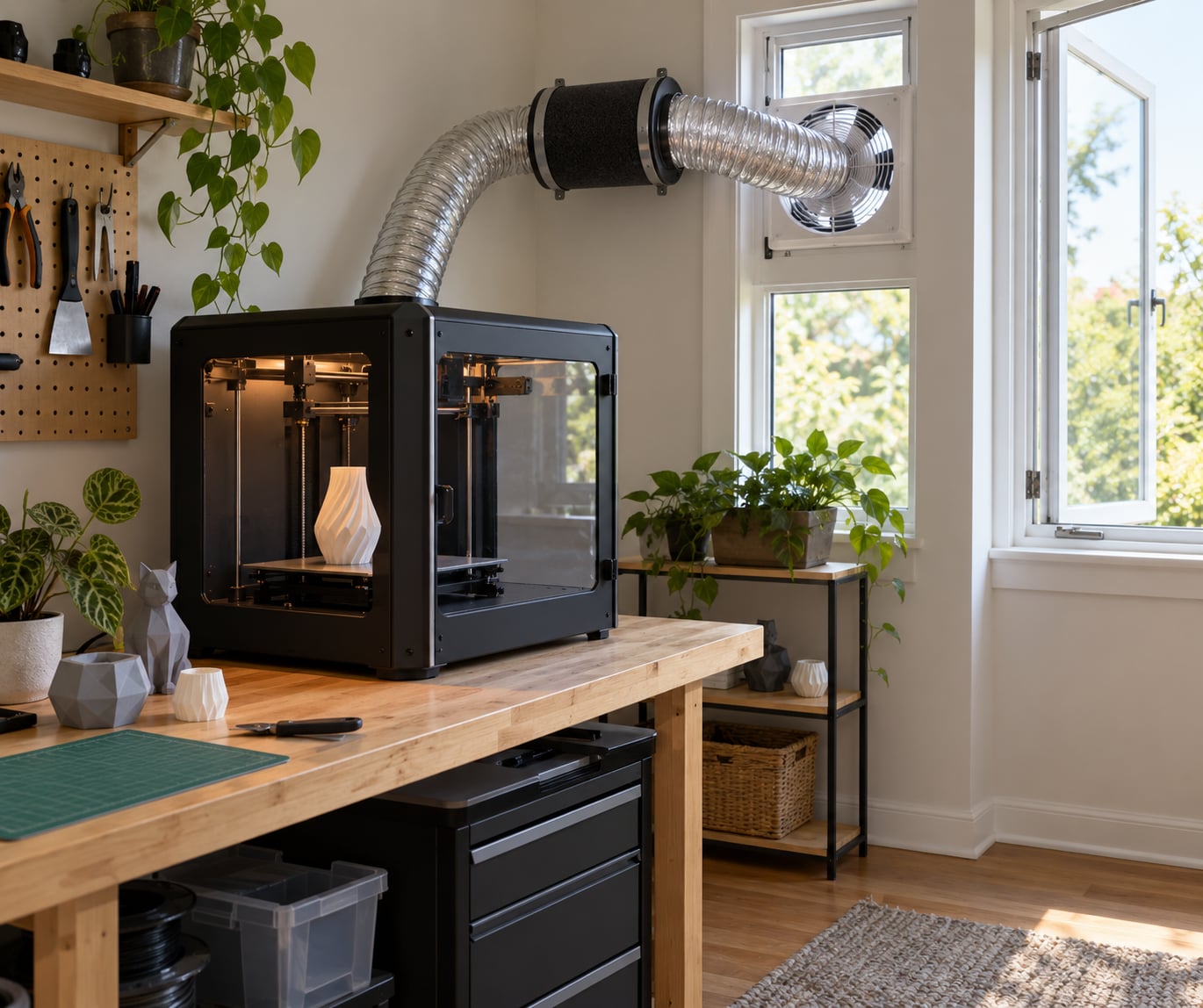 how to vent 3d printer fumes from a room