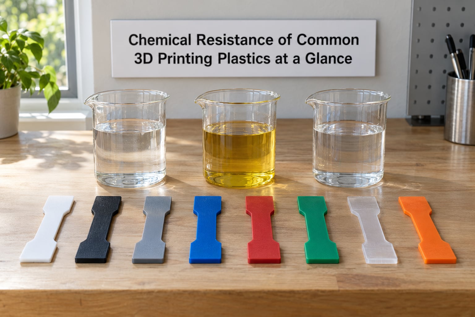 Chemical Resistance of Common 3D Printing Plastics at a Glance