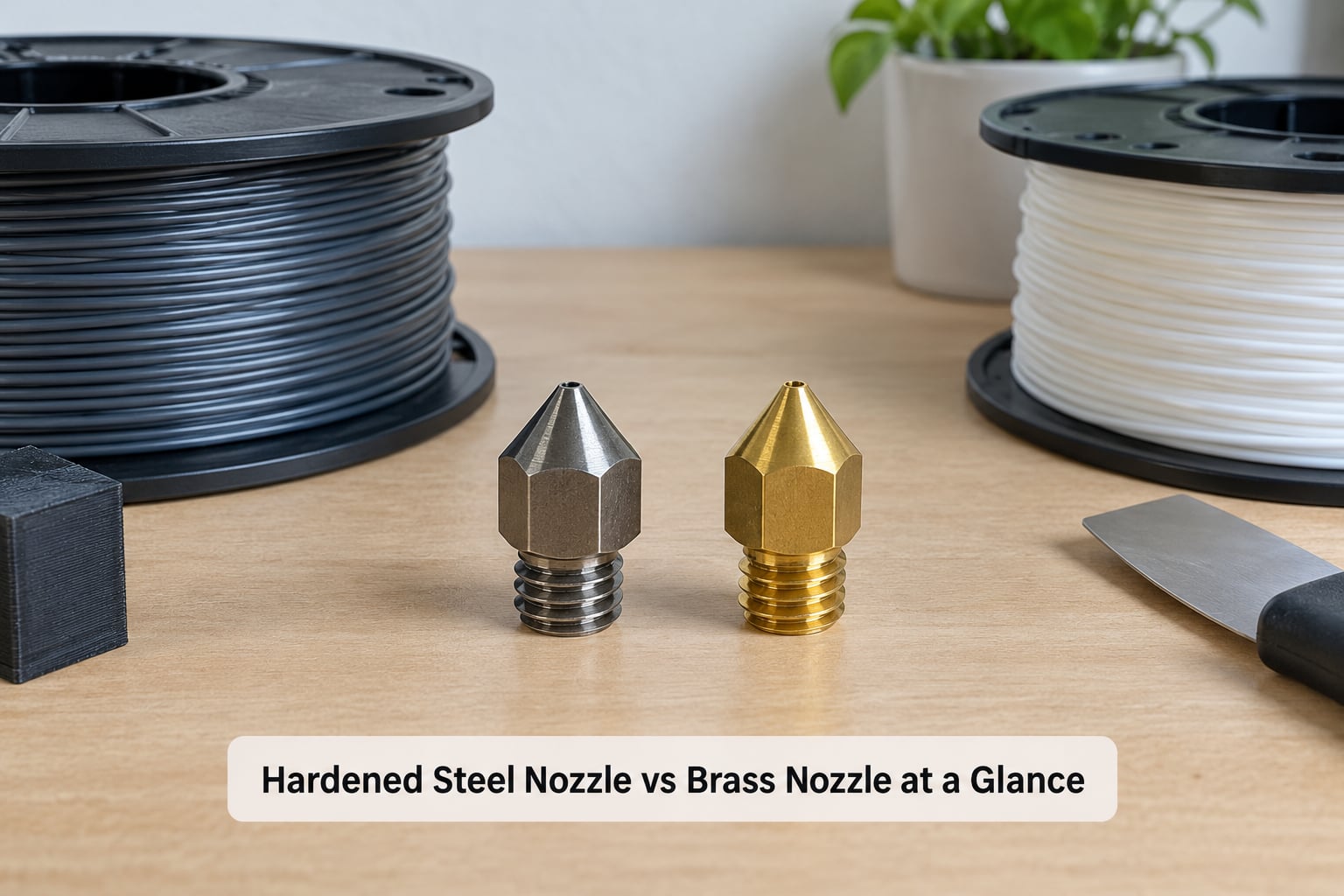 Hardened Steel Nozzle vs Brass Nozzle at a Glance