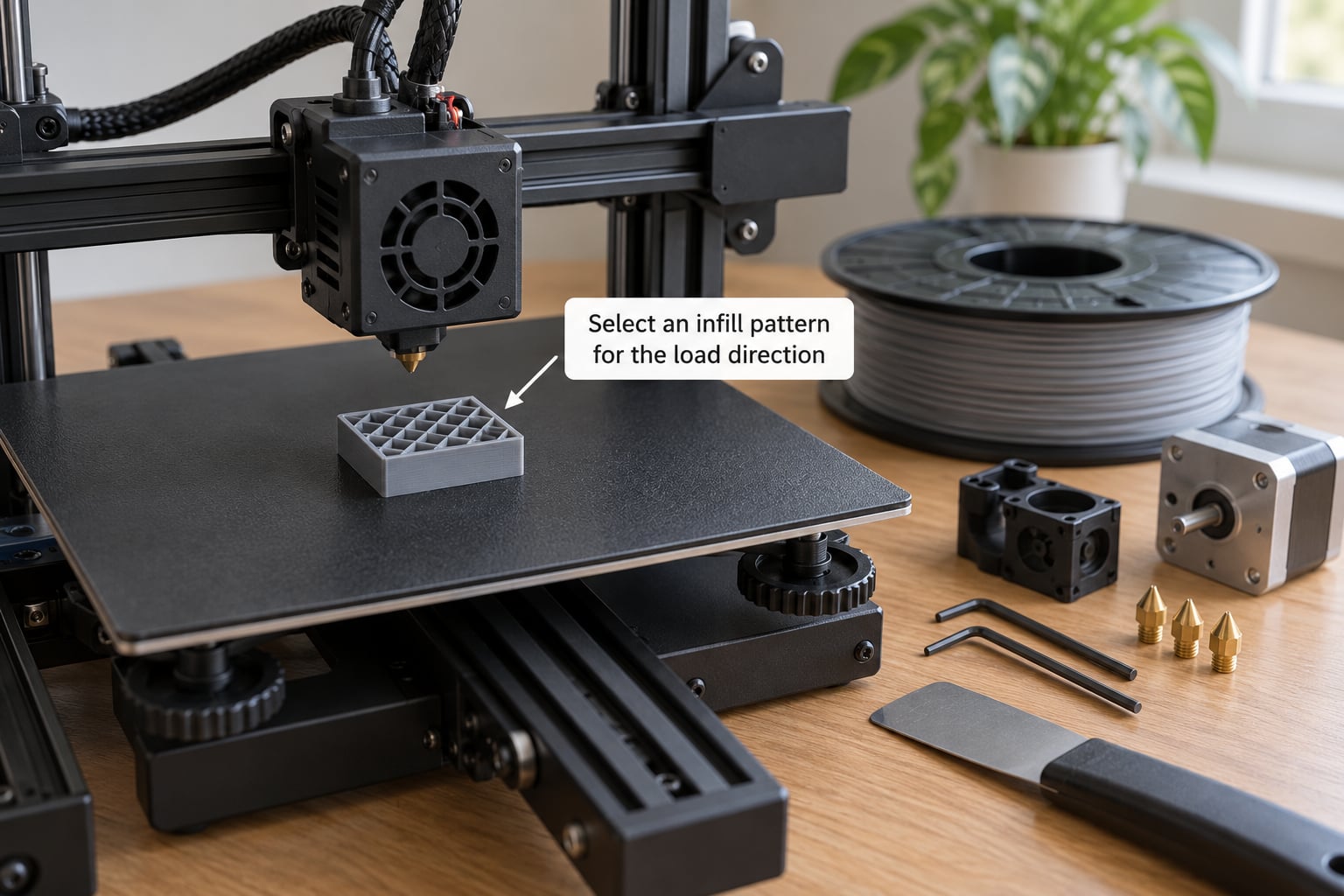 Select an infill pattern for the load direction