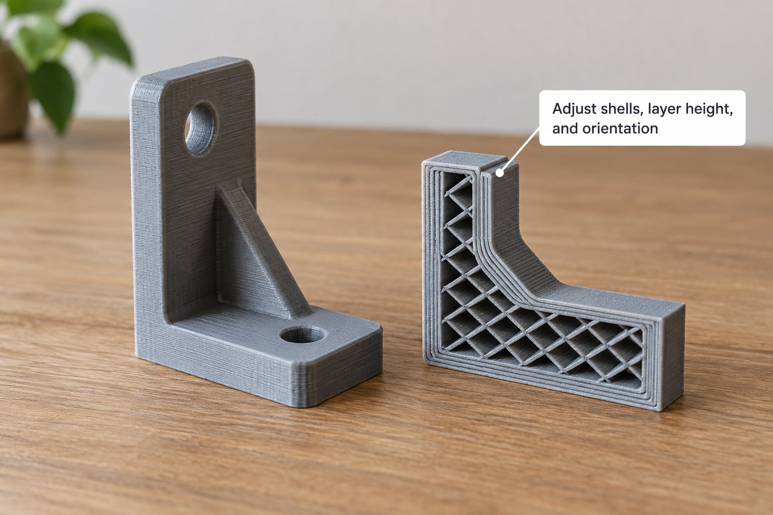 Adjust shells, layer height, and orientation