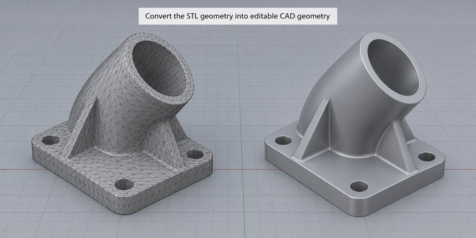 Convert the STL geometry into editable CAD geometry