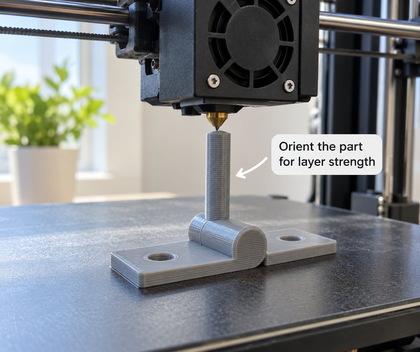 Orient the part for layer strength