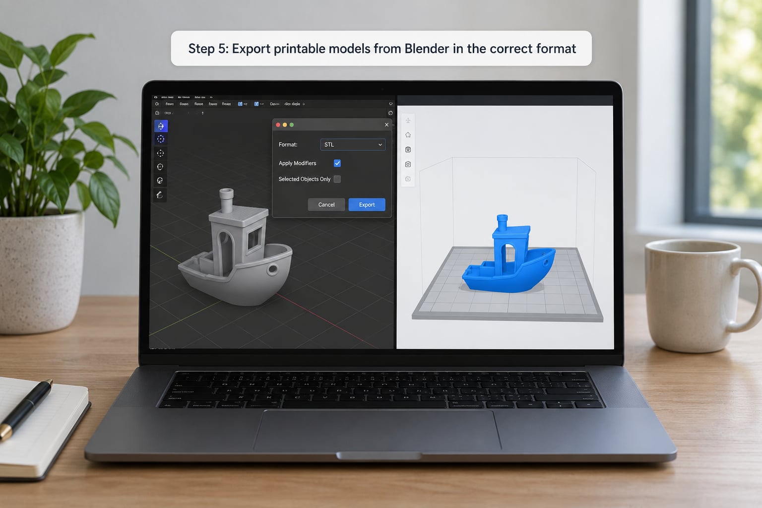 Step 5: Export printable models from Blender in the correct format