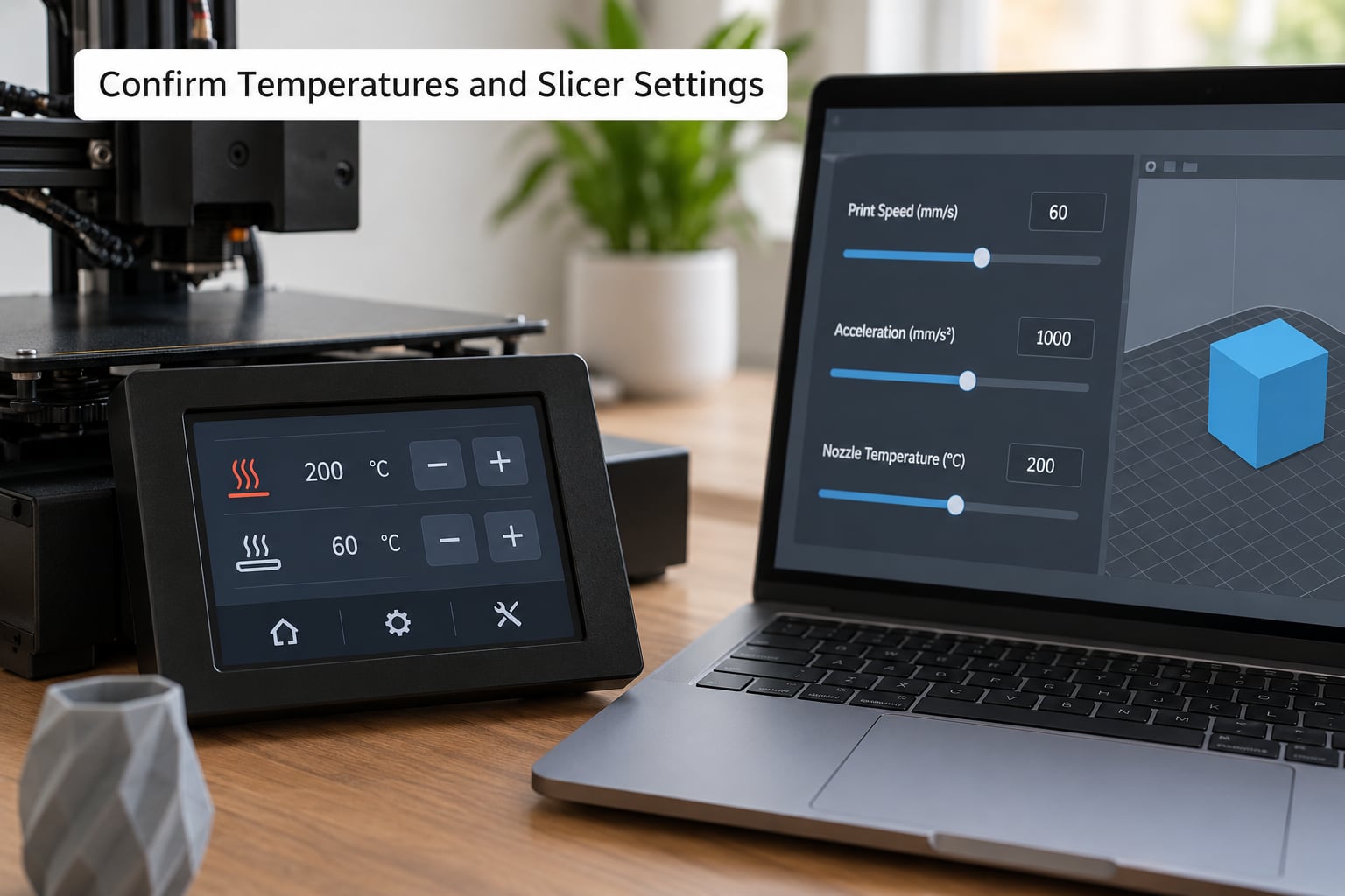 Confirm Temperatures and Slicer Settings