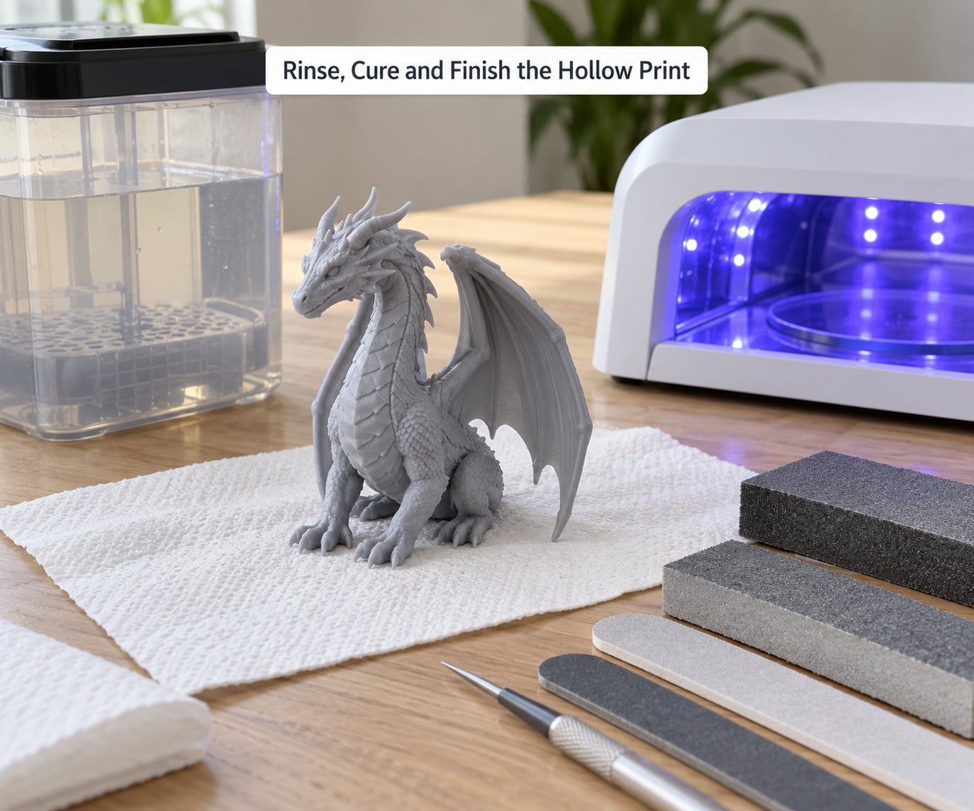 Rinse, Cure and Finish the Hollow Print