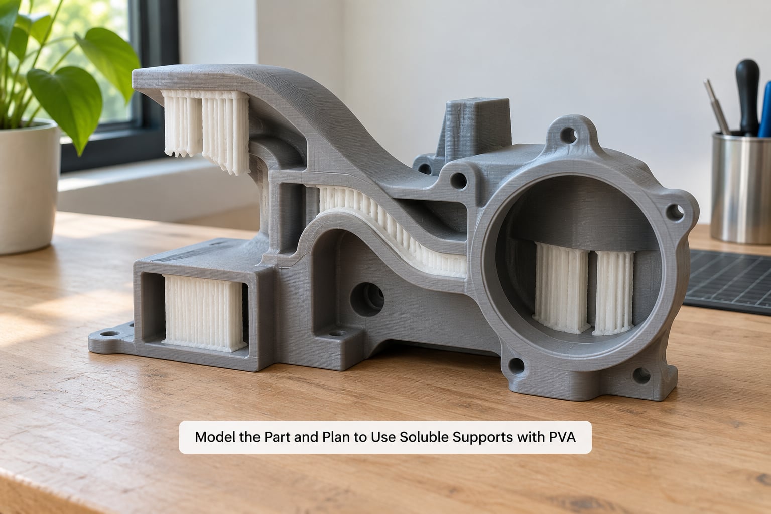 Model the Part and Plan to Use Soluble Supports with PVA