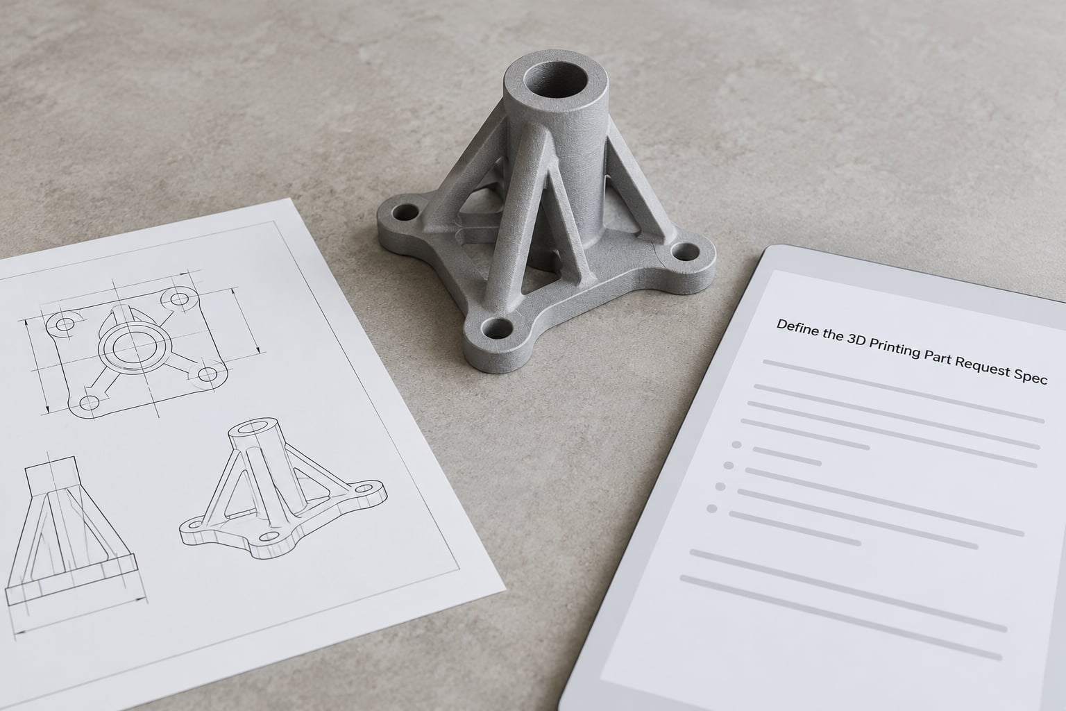 Define the 3D Printing Part Request Spec